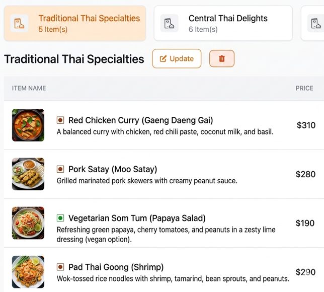Menu that updates everywhere, instantly